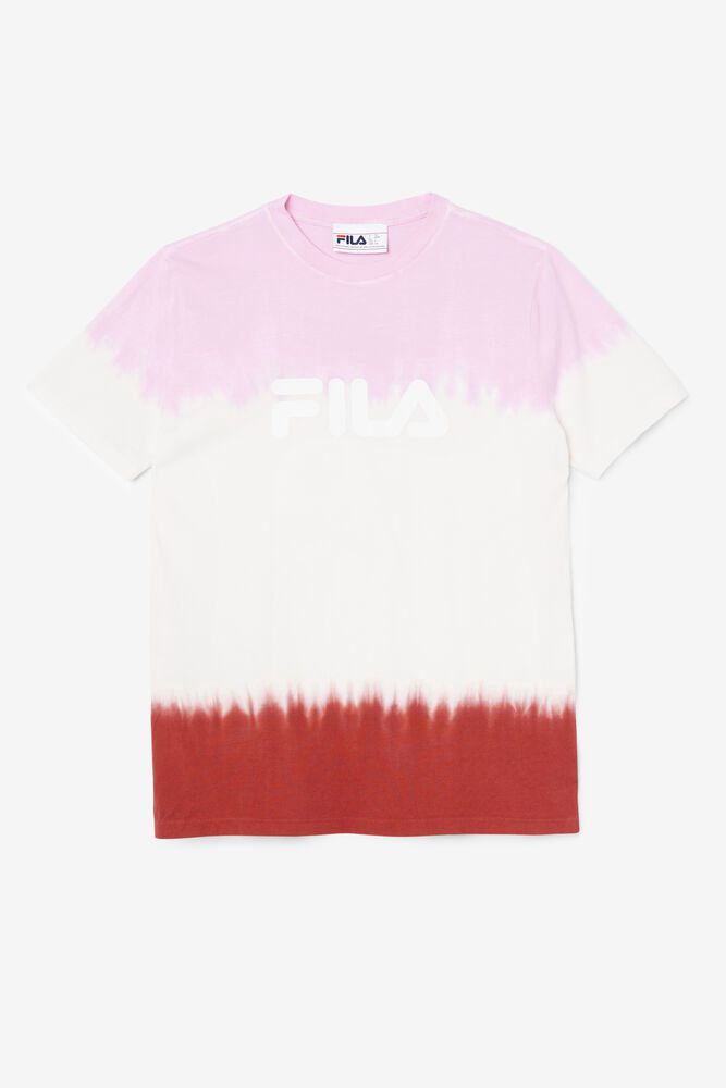 Fila Tričko Damske Alivia Tie Dye Biele/Červené/Ruzove - HYULT2506